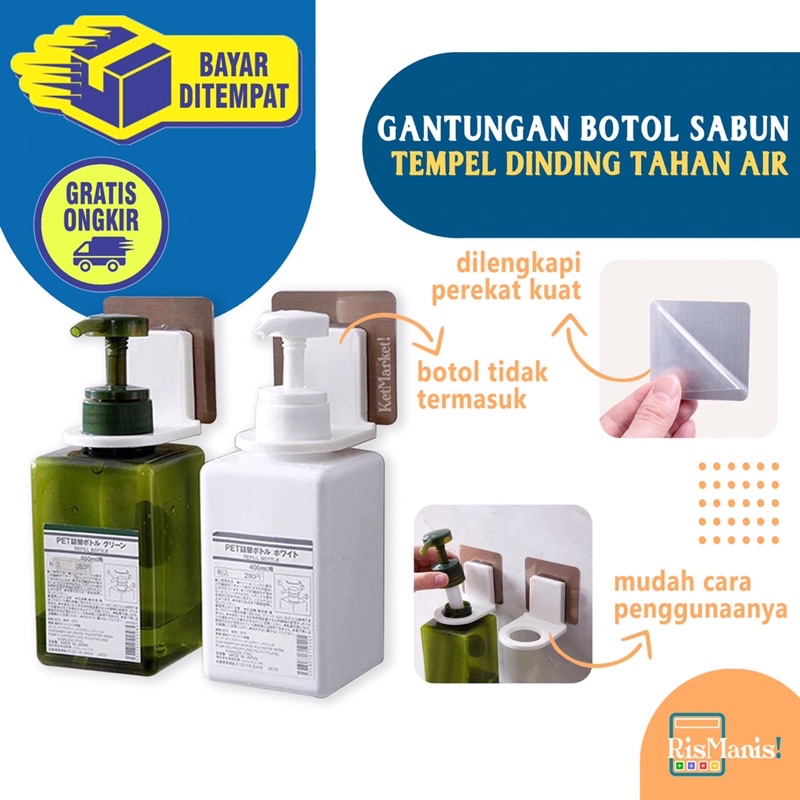 SOAP DISPENSER HOLDER - Gantungan Penahan Botol Sabun Cair Antiseptic Hand Sanitizer Tempel Tembok