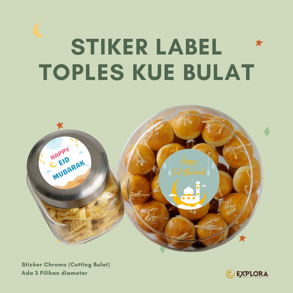 

[Bulat] Sticker Toples Nastar Kue Kering Lebaran 2023 Label Toples Kue Idul Fitri Custom