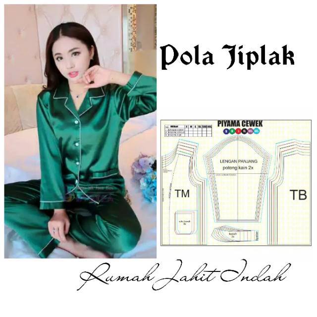 Pola baju pola jahit STELAN PIYAMA WANITA DEWASA