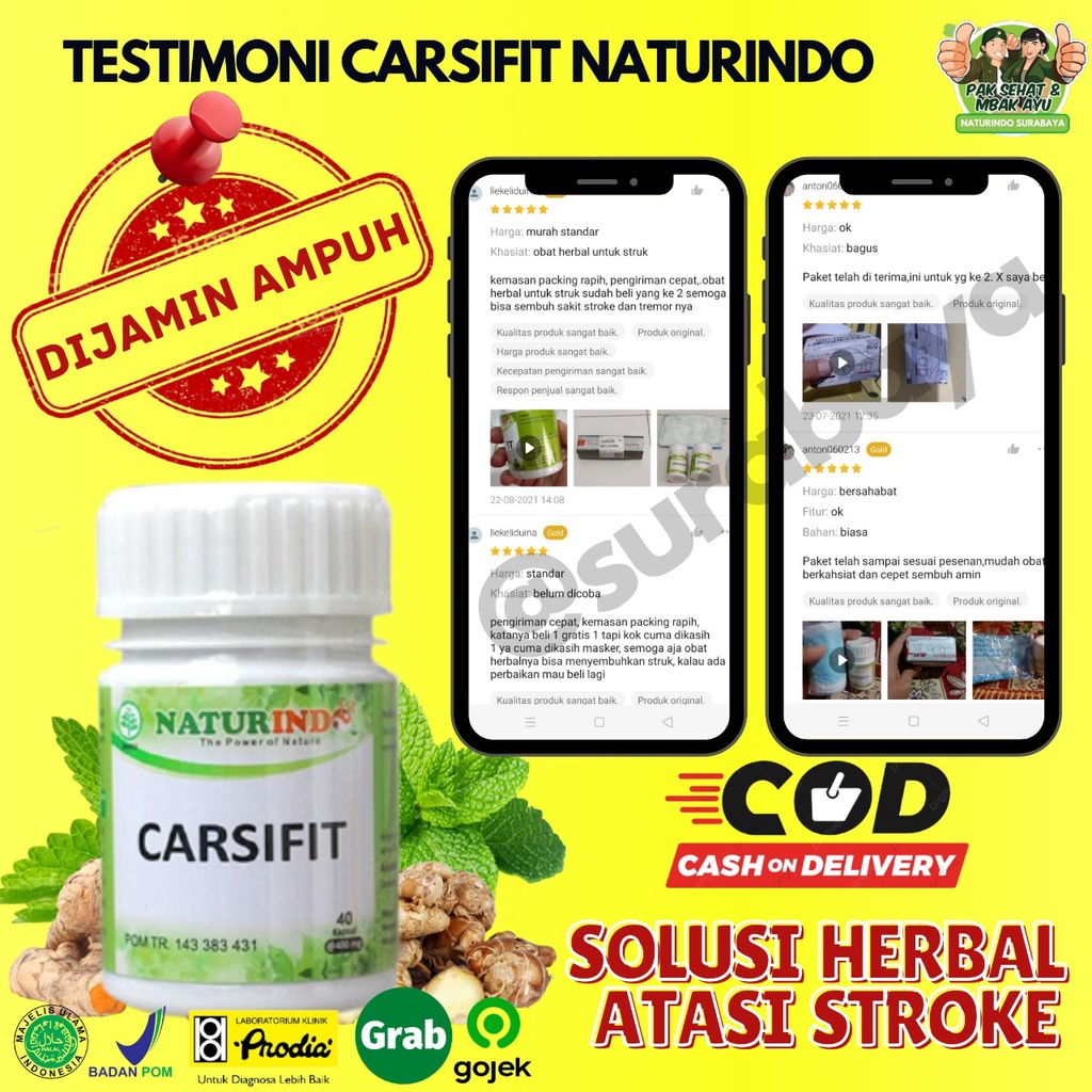 Obat Stroke Ampuh Obat Struk Stroke Ringan Strok Menahun Lumpuh Separo Sebelah obat herbal Paska stroke gejala sulit bicara kaku tangan kaki serta saraf otak Herbal Sambiloto Ampuh Jamu Herbal Strok Lumpuh Tradisional Carsifit Naturindo Surabaya 40 Kapsul-8