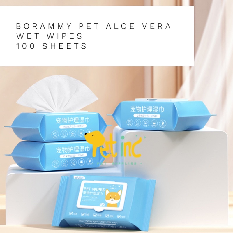 Borammy pet aloe vera wet wipes 100 sheets