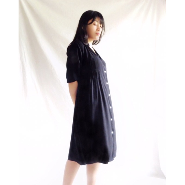 ALLURA CRINKLE DRESS - MIDI DRESS PANJANG RAYON CRINKLE SELUTUT LENGAN PANJANG DRESS KOREA POLOS