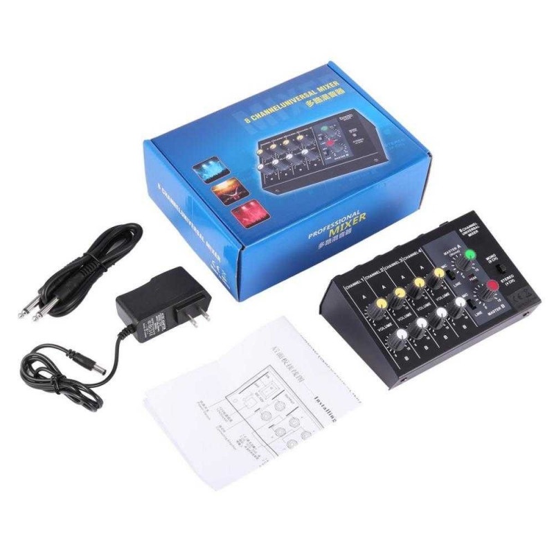 Mixer Audio Mixing Console Karaoke Podcast Portable 8 Channel Mic