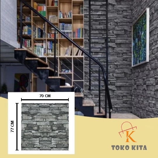 Wallpaper 3D Foam Motif Batu Bata Mural / Corak , Polos, Anak 70X77 Wall Sticker Interior Tebal 3mm-Bata 0315