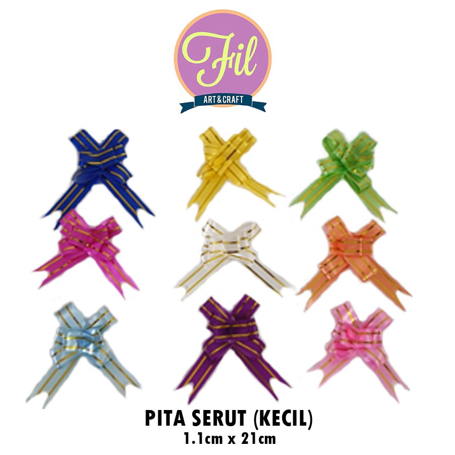 Pita Serut / Pita Tarik / Pita Kado / Pita Hiasan Souvenir Kecil 1.1cm