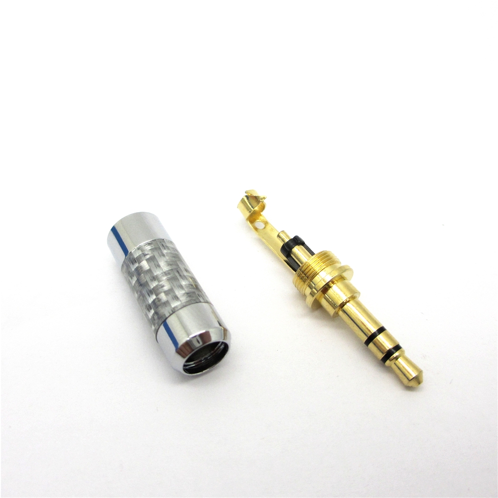 1 pcs 3.5mm Audio Jack Carbon Fiber silver plate DIY Earphone Plug Connetor