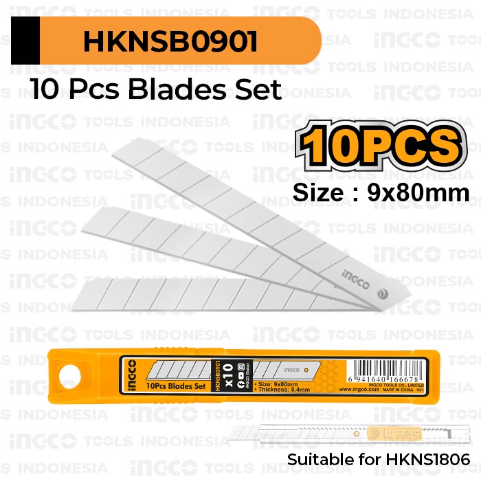

10Pcs Box Cutter Blade (9mm SK5) INGCO HKNSB0901 Refill Isi Mata Pisau