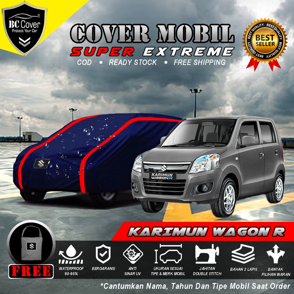 Body Cover Mobil Suzuki Karimun Wagon R Outdoor Waterproof / Sarung Mobil Karimun Wagon Waterproof / Tutup Penutup Mantol Kerudung Mantel Selimut Mobil Wagon R Waterproof Outdoor Anti Air