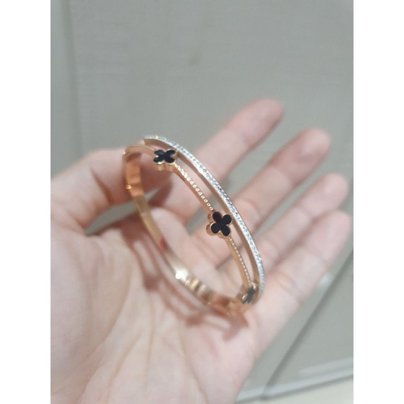 Gelang Titanium Asli Premium Quality elv RosegoldAnti karat anti alergi Stainless steel b61