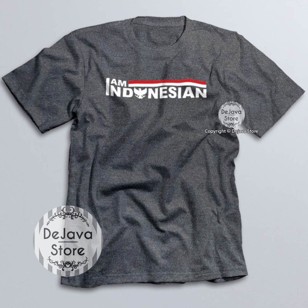 Kaos Distro Indonesia Iam Indonesian Baju Kemerdekaan Cotton Combed 30s Unisex Premium | 1608-ABU MISTY
