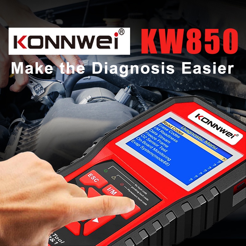 （Original）KONNWEI OBD2 kw850 OBD OBD2 Pemindai Mobil Sistem Lengkap Alat Diagnostik Mobil