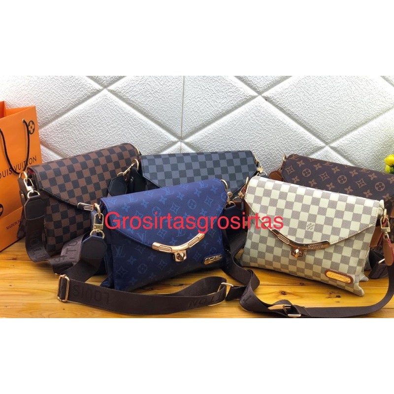 Tas slempang LV BEHEL KUNCI PUTAR FREE Paperbag  UK 24x19cm kode 2711