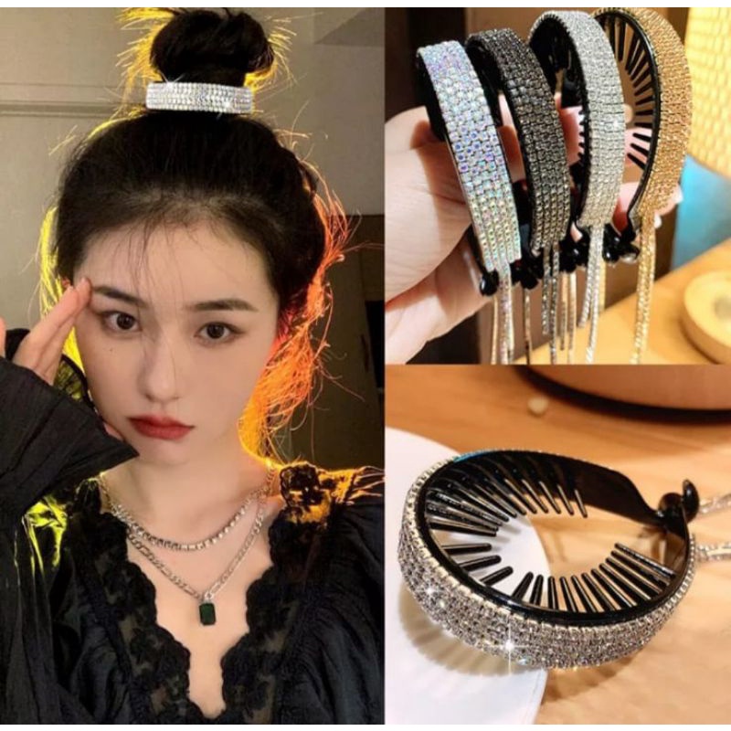 HIASAN RAMBUT CEPOL KONDE KOREA JEPITAN RAMBUT JEPIT CEPOL BERLIAN BERKILAU KOREAN STYLE AKSESORIS R
