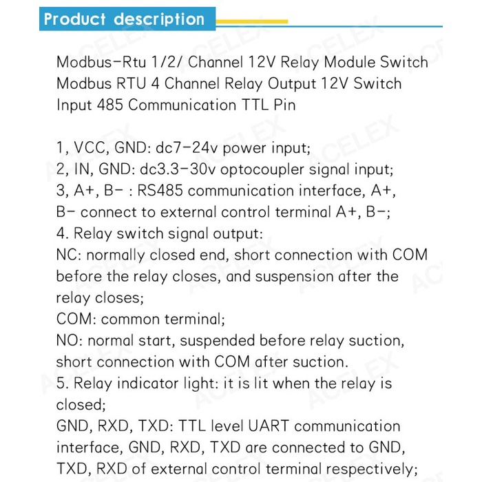 Modbus RTU 1/2/4 Channel 7-24V Relay Module Switch Modbus RTU - 4 Channel
