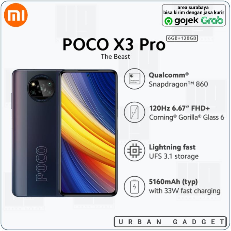 POCO X3 Pro (6GB + 128GB) Snapdragon™ 860 48MP AI AI Quad Kamera Layar 120Hz 6.67” FHD+ 5160mAh