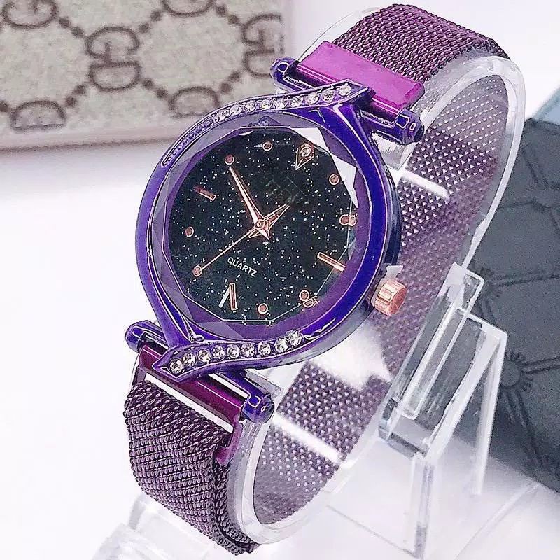 Jam Tangan Wanita Korea Murah Strap Magnet Diyoor Lancip Full Color