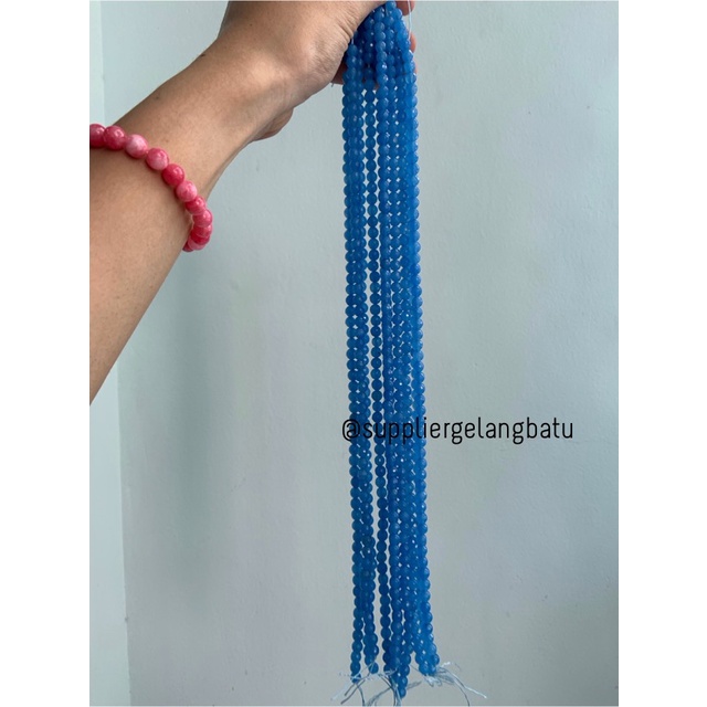 batu AGATE BIRU FACETED BEADS 6mm cutting blue bahan gelang kalung