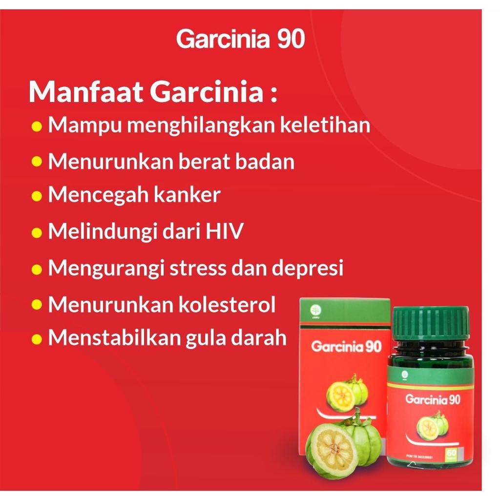 Herbal Garcinia 90 Merengurangi Lemak Tubuh Turunkan Berat Badan Atur Gula Darah Cegah Kank Isi 60 Kapsul