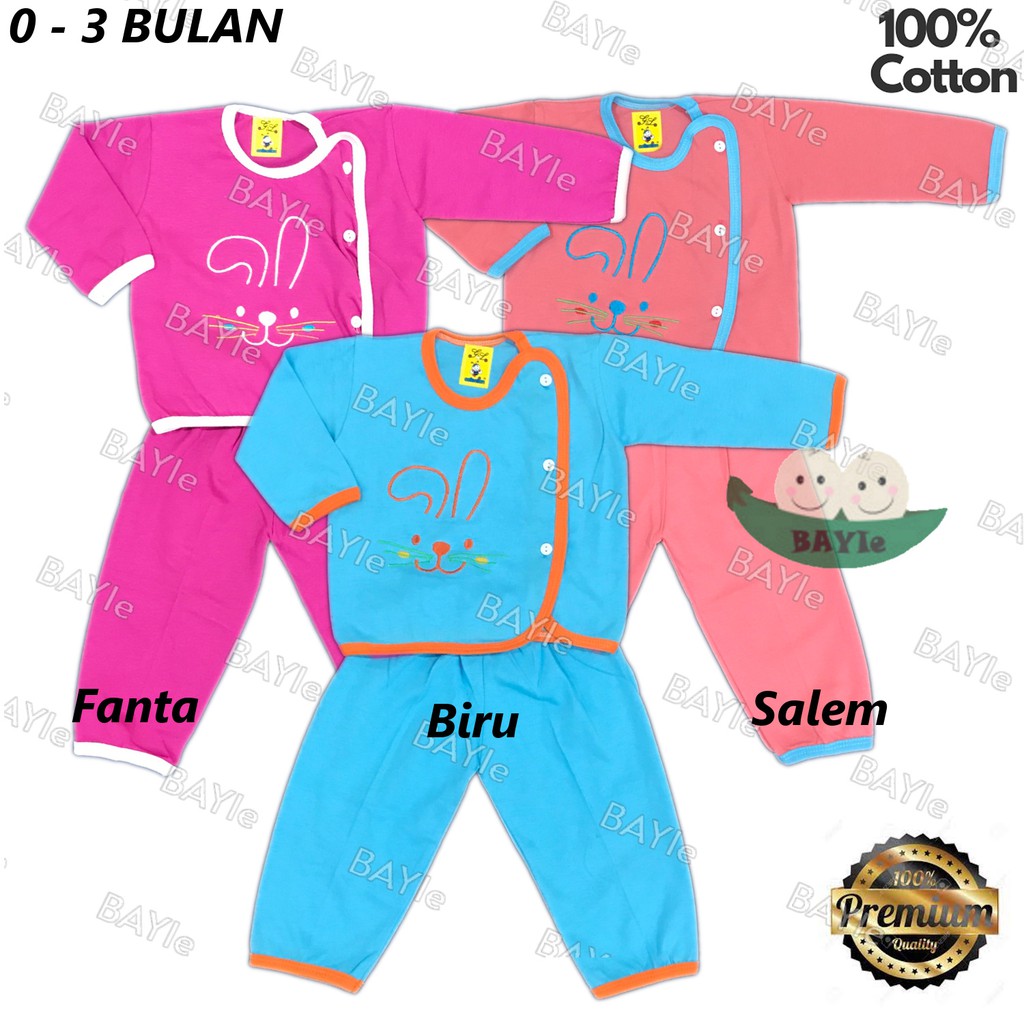 BAYIe - 1 SET Setelan Baju Bayi PANJANG+Celana Panjang model DOKTER G &amp; L 100% katun Tebal umur 0-6 bulan