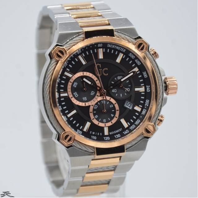 Jam Tangan Pria Gc Y24002G2 Rantai Silver Rosegold Original Swiss Made