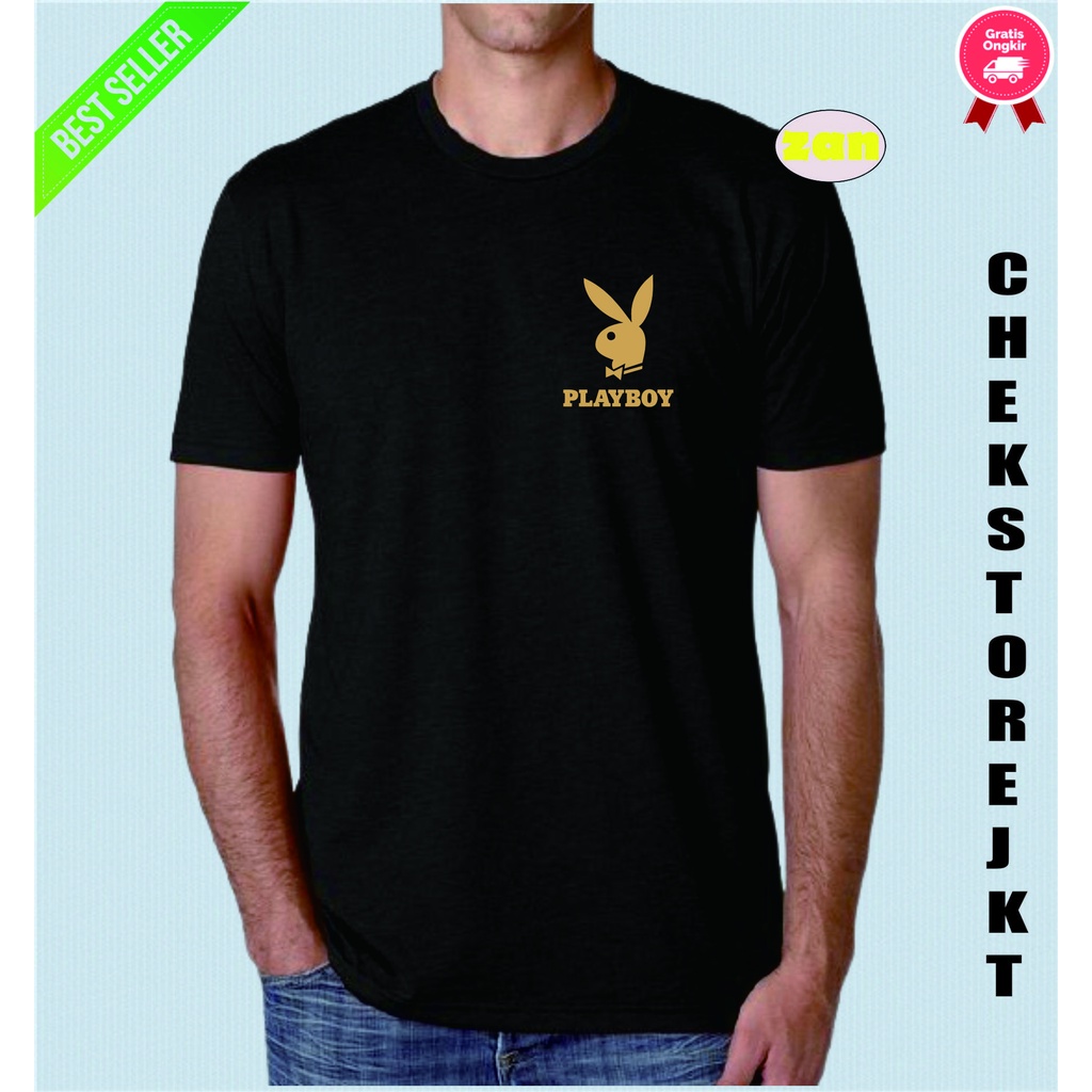 Kaos Fashion Pria Kaos playboy Little / playboy Logo Gold / kaos Distro Premium