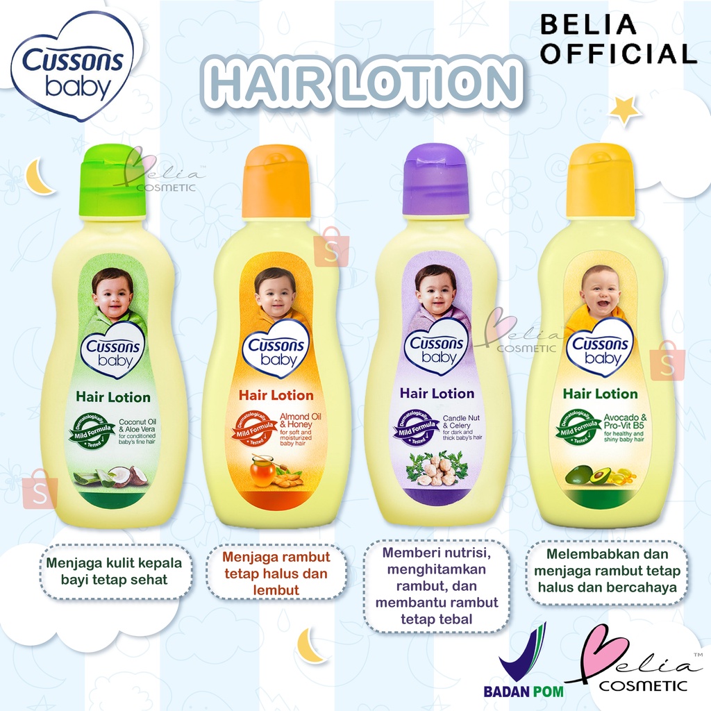 ❤ BELIA ❤ CUSSONS Baby Hair Lotion | Lotion Rambut Bayi | Minyak Rambut | 50+50ml | 100+100ml ✔️BPOM