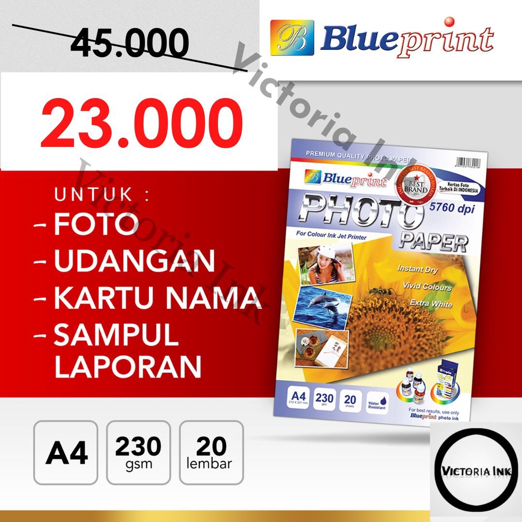 Kertas Foto Blueprint Glossy A4 230gsm Kertas Foto Blueprint A4 230gsm Photo Paper A4 230gsm Blueprint