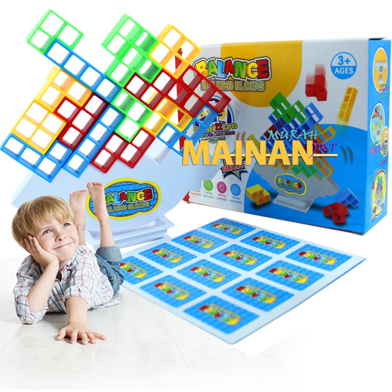 MAINANKEI MAINAN ANAK MURAH BLOCK BALANCE TETRIS TOWER SUSUN 10731 EDUKASI BUILDING BLOCKS KESEIMBANGAN