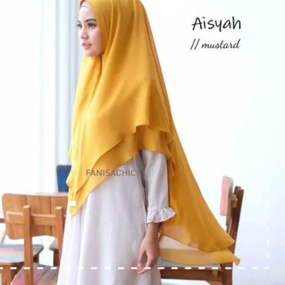 ➺ Jilbab Hijab Khimar Aisyah Syari Non Pet 2 Layer Pinguin ❊
