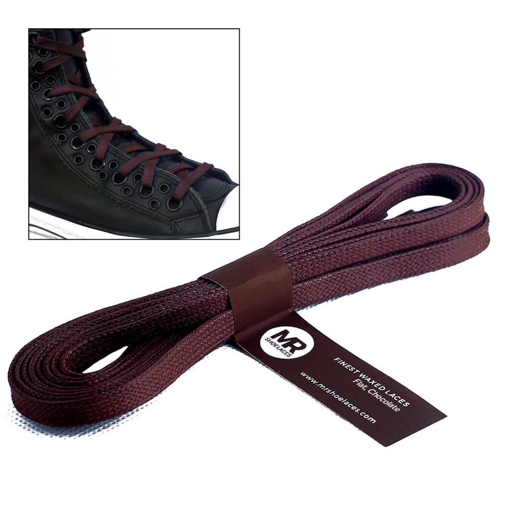 MR Shoelaces FT45 Chocolate - Tali Sepatu Lilin 6-7mm Gepeng Flat Pipih (Waxed Laces) 90cm 100cm 120cm 150cm 200cm - untuk Sneakers - Premium Shoelace