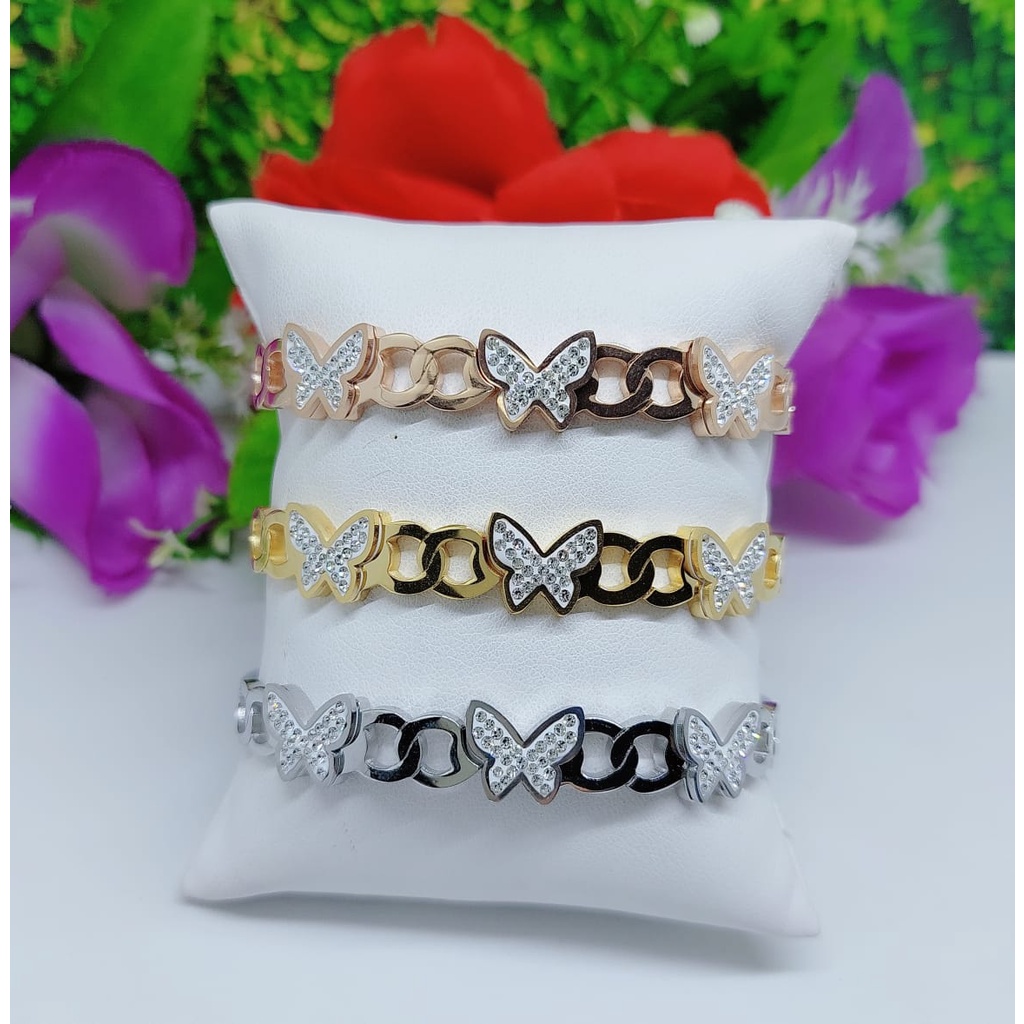 Titanium set（ gelang ,anting ,cincin）permata fashion jewellery