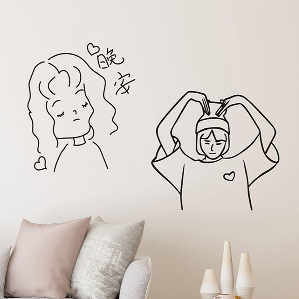 R-flower Girl Portrait Stiker Removable Tahan Air Wallpaper Kamar Mandi DIY Ornamen Dinding Art