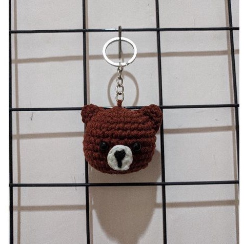 Ganci / Gantungan Kunci Amigurumi Brown Line Head / Rajut