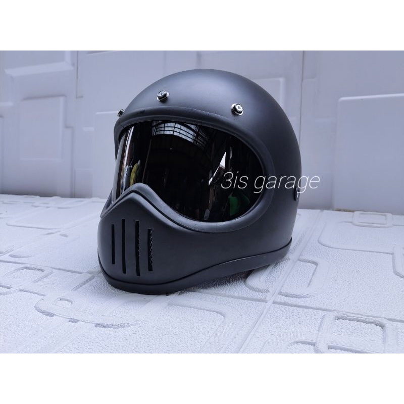 HELM CAKIL WARNA HITAM RETRO KLASIK