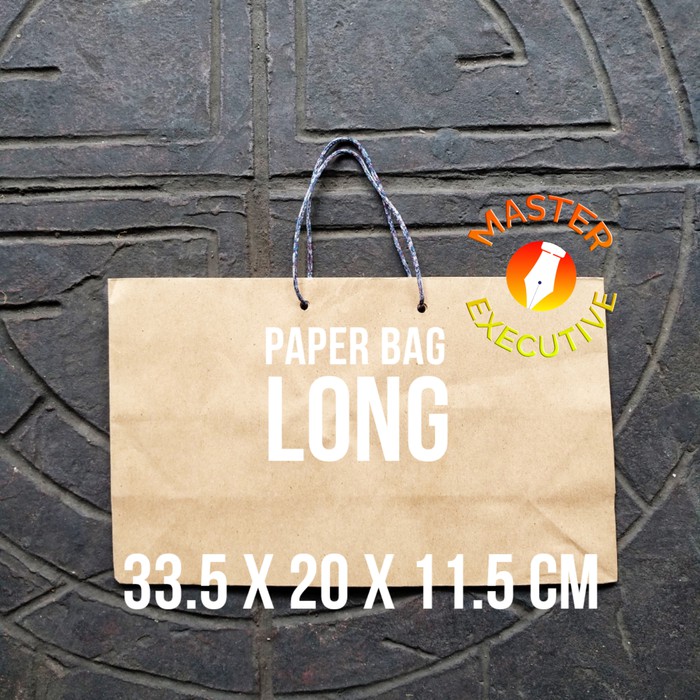 Paper Bag Polos Long Coklat - 33.5 x 20 x 11.5 cm - Tas Kertas Panjang