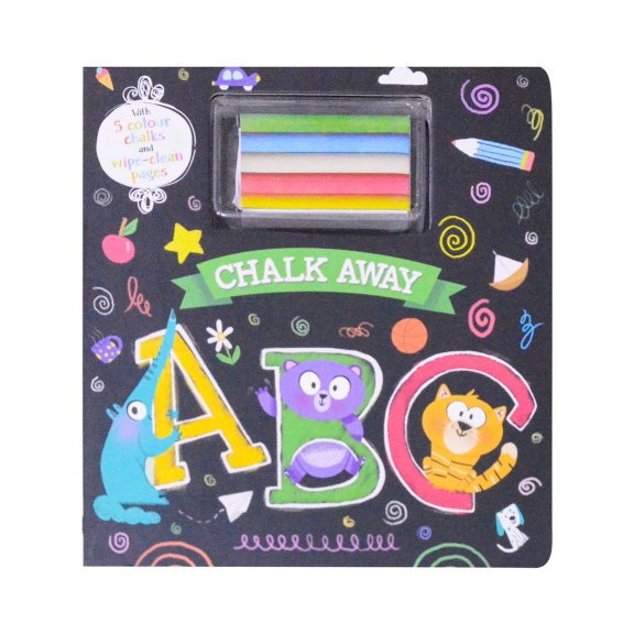 

Chalk Away: ABC Board Book - With 5 Colour Chalks and Wipe-Clean Pages