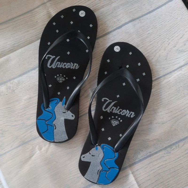 SANDAL WANITA JEPIT MOTIF KUDA UNICORN