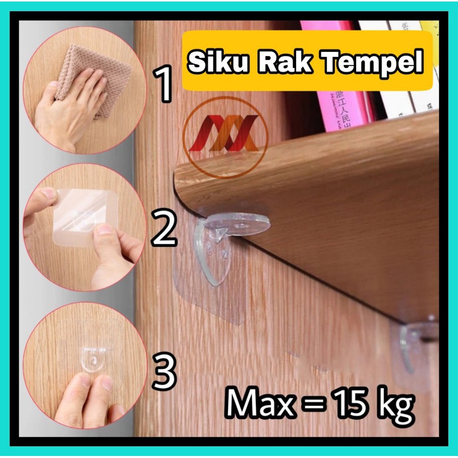 NA - Siku Rak Lemari Kabinet Tempel ISI 4pcs Perekat Rak Klip Universal