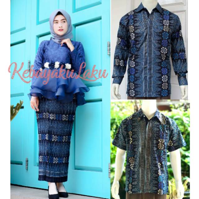 SET.COUPLE PEPLUM JACQUARD NAVY MIX ORGANZA