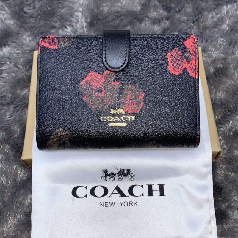 COACH MEDIUM CORNER ZIP WALLET WITH HALFTONE FLORAL PRINT (F39127)