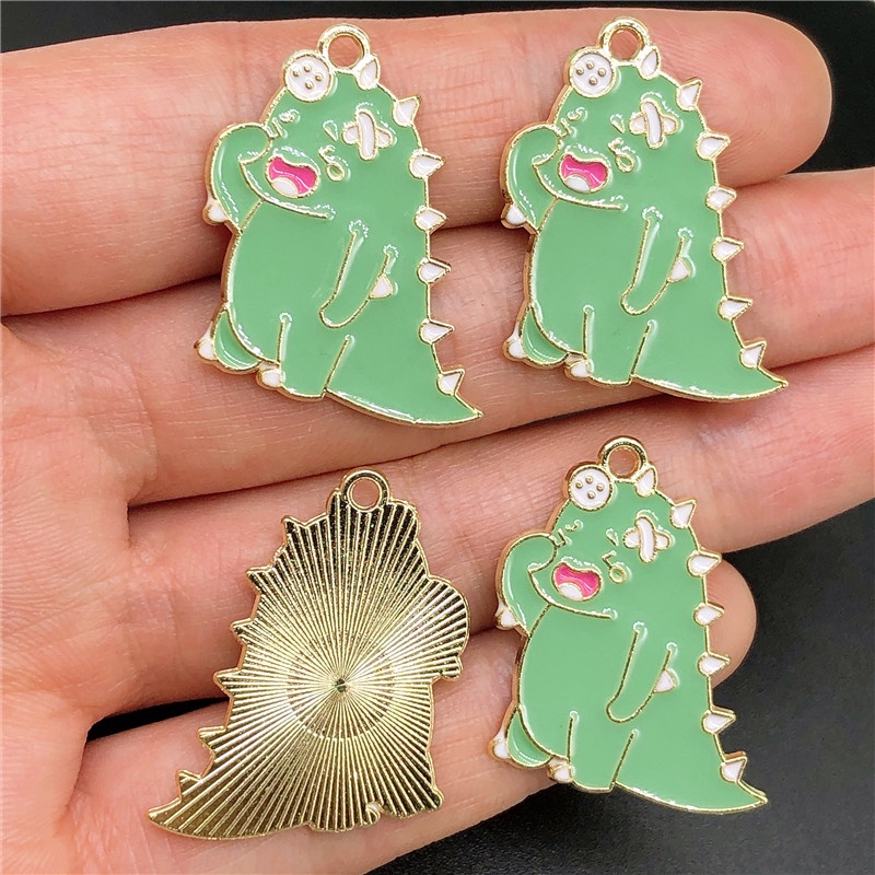 4pcs Liontin Enamel Bentuk Monster Dinosaurus Bahan Alloy Handmade Untuk Membuat Perhiasan