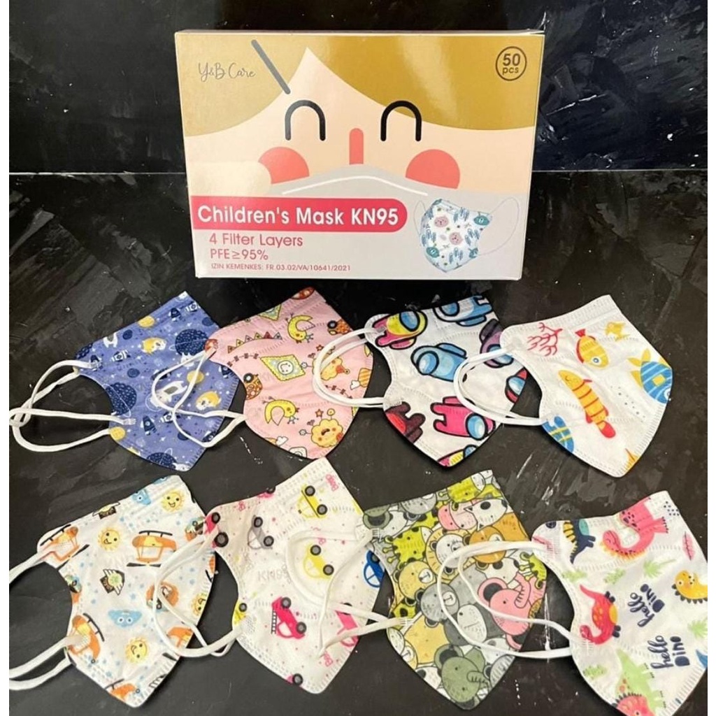 Original KN95 ANAK NO VALVE - MASKER ANAK KIDS CHILD KN95 5PLY TANPA RESPIRATOR - EARLOOP PROTECTIVE