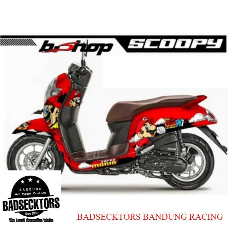Decal sticker Scoopy fi 2019 mario bros merah keren