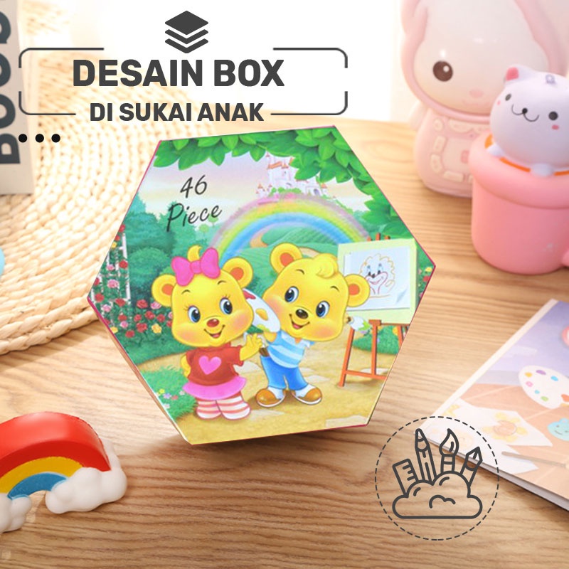 

Crayon Set Susun 4 Pensil Warna isi 46 pcs Cat Air Lukis Alat Gambar