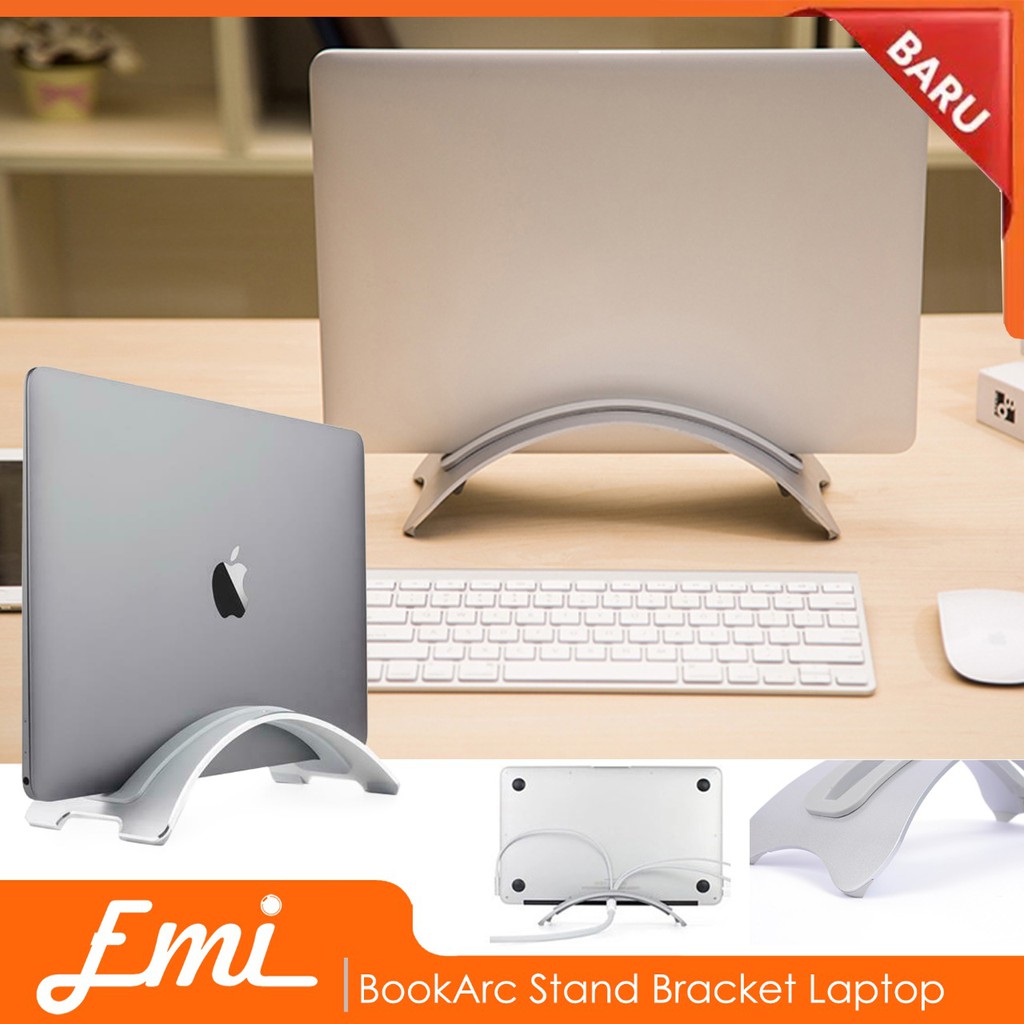 BookArc Stand Bracket Dudukan Pegangan Laptop - Silver