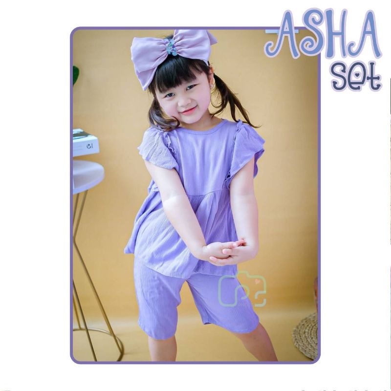 Setelan Anak Perempuan Asha set bahan katun rayon crinkle usia 1-5tahun