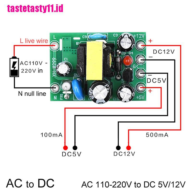 Modul Konverter Mini AC110V 220V Ke DC 12V 0.2A + 5V