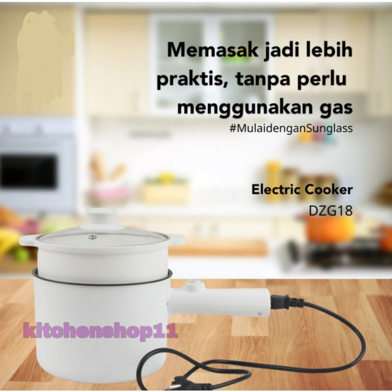 PROMO PANCI LISTRIK MULTIFUNGSI serbaguna 18cm / electric cooker multifunctional / panci listrik kukus goreng rebus / panci elektrik 18 cm