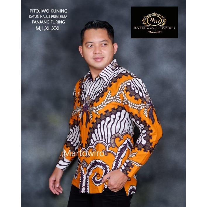 Kemeja batik warna kuning kunyit PUTOJIWO / Batik lengan panjang terbaru 2022 warna kunyit / baju batik pria terbaru / batik panjang warna kuning ori solo / batik pria lapis furing ori solo