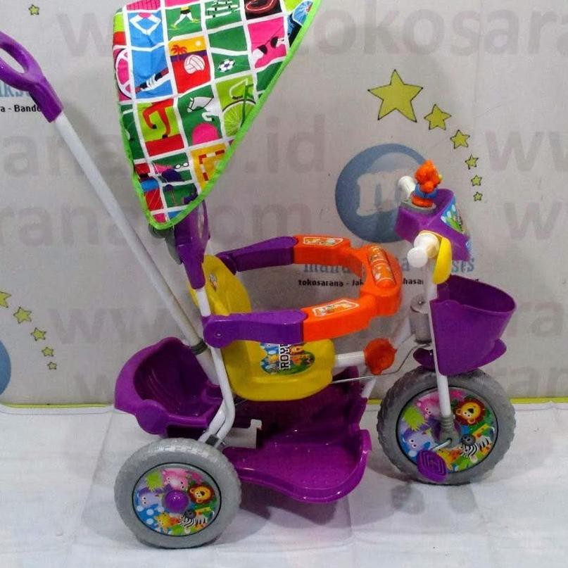 VGR Royal RY1082C Classics IC Music Baby Tiger Sepeda Roda Tiga Kanopi-Purple terbaru